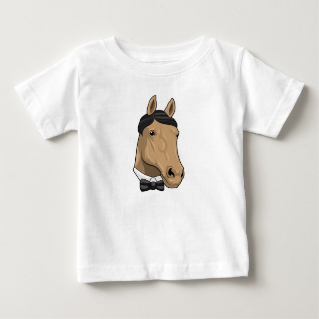 T-shirt Pour Bébé Cheval en gentleman avec nœud papillon (Devant)