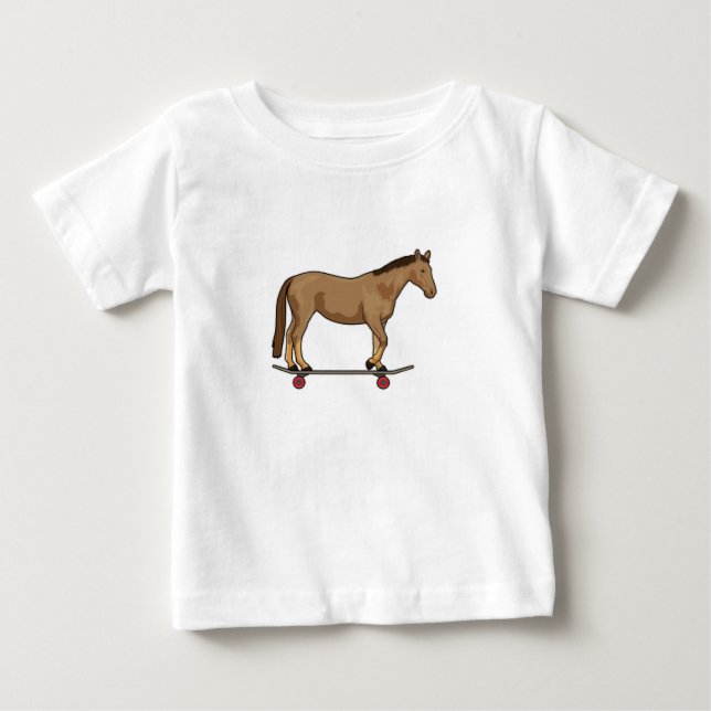 T-shirt Pour Bébé Cheval en patineur sur skateboard (Devant)