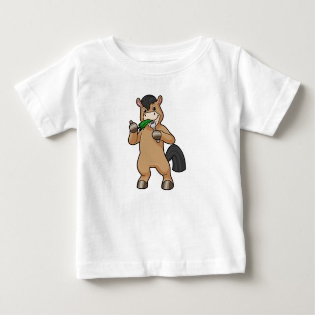 T-shirt Pour Bébé Cheval mangeant végétalien (Devant)