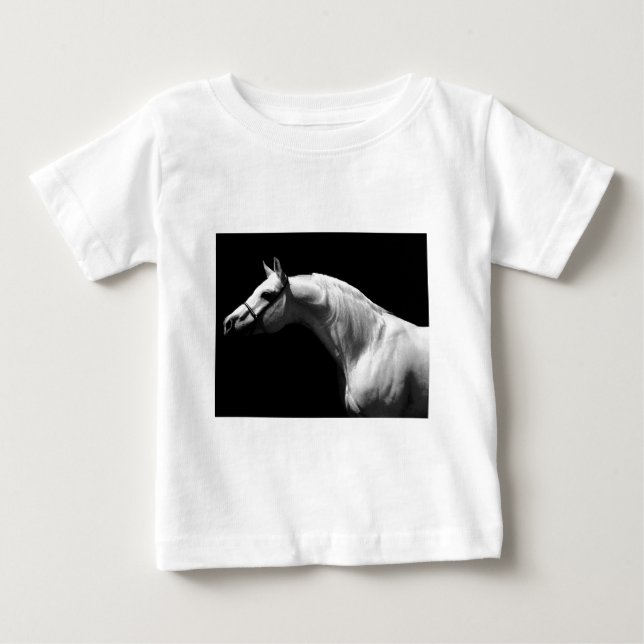 T-shirt Pour Bébé Cheval noir et blanc (Devant)