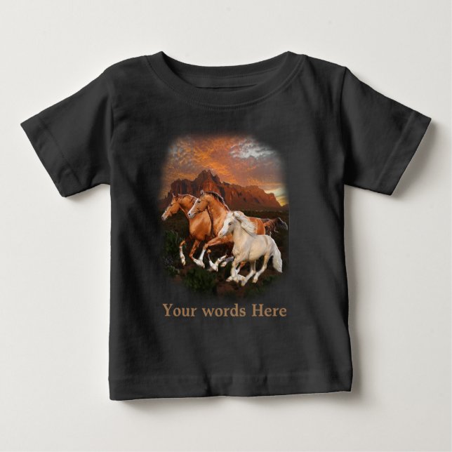 T-shirt Pour Bébé Chevaux sauvages (Devant)