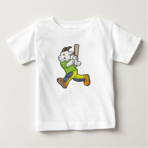 T-shirt Pour Bébé Chèvre comme Batsman avec chauve-souris de cricket