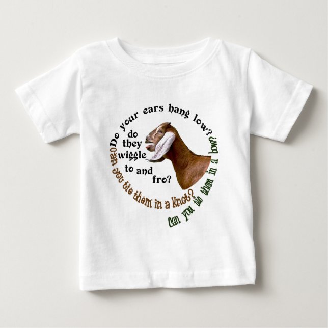T-SHIRT POUR BÉBÉ CHÈVRE DE NUBIAN - VOS OREILLES ACCROCHENT-ELLES (Devant)