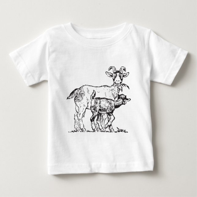 T-shirt Pour Bébé Chèvre et enfant (Devant)