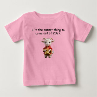 T-shirt Pour Bébé Chevreau tenant une pochette d'argent doré