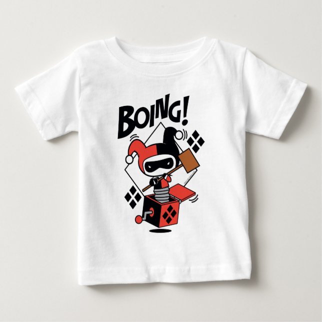 T-shirt Pour Bébé Chibi Harley-Quinn-In-A-Box Avec Marteau (Devant)