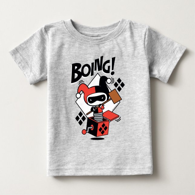 T-shirt Pour Bébé Chibi Harley-Quinn-In-A-Box Avec Marteau (Devant)