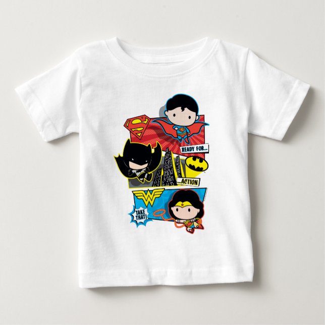 T-shirt Pour Bébé Chibi Héros Prêts À L'Action ! (Devant)