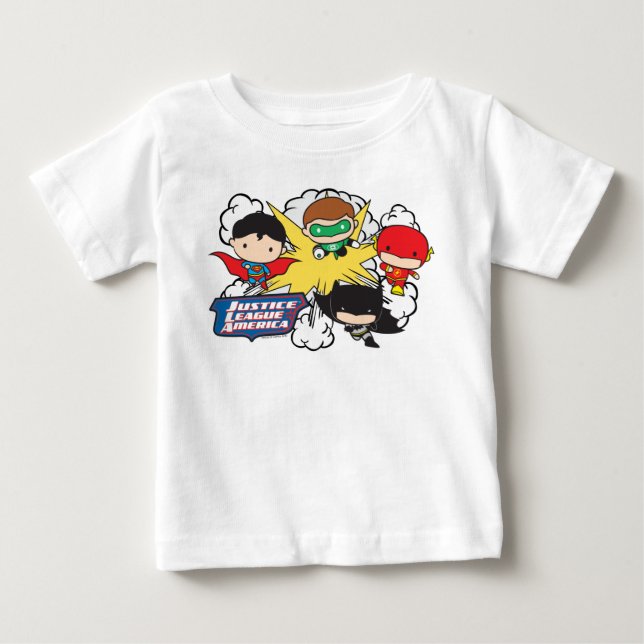 T-shirt Pour Bébé Chibi Justice League of America Explosion (Devant)
