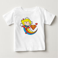 Chibi Supergirl volant arc-en-ciel