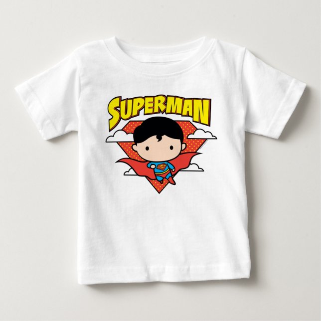 T-shirt Pour Bébé Chibi Superman Polka Dot Shield et nom (Devant)