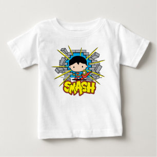 T-shirt Pour Bébé Chibi Superman S'Est Brisé À Travers Un Mur De Bri