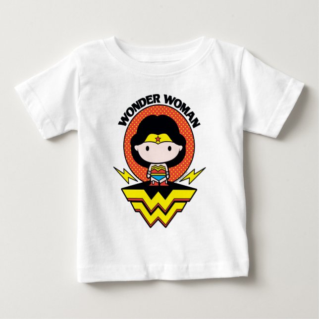 T-shirt Pour Bébé Chibi Wonder Woman avec Pois et logo (Devant)