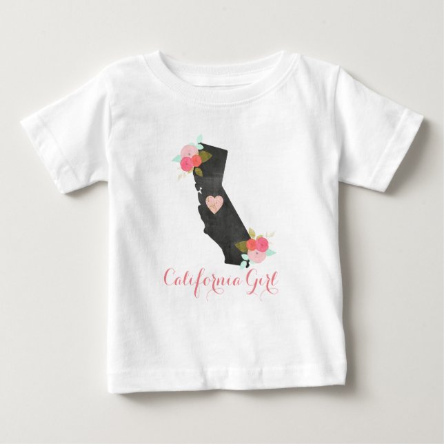T-shirt Pour Bébé Chic California State & Moveable Heart Girl's (Devant)