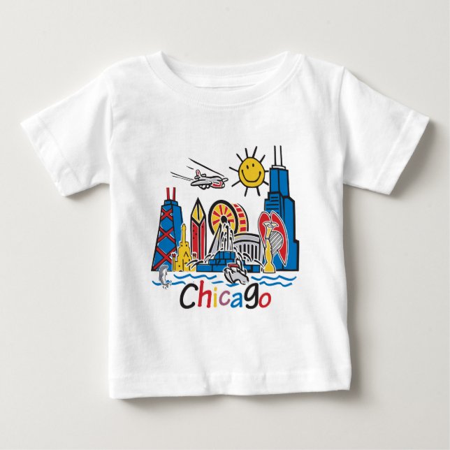 T-shirt Pour Bébé Chicago Kids Skyline (Devant)