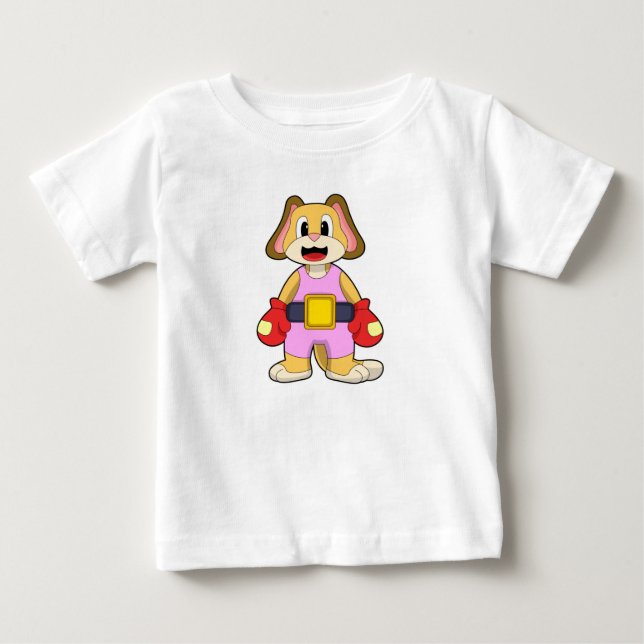 T-shirt Pour Bébé Chien à la boxe avec gants de boxe (Devant)