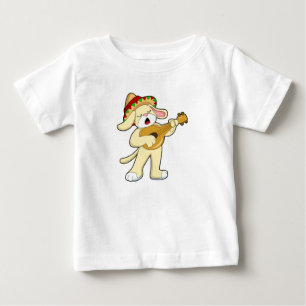 T-shirt Pour Bébé Chien à la musique avec guitare