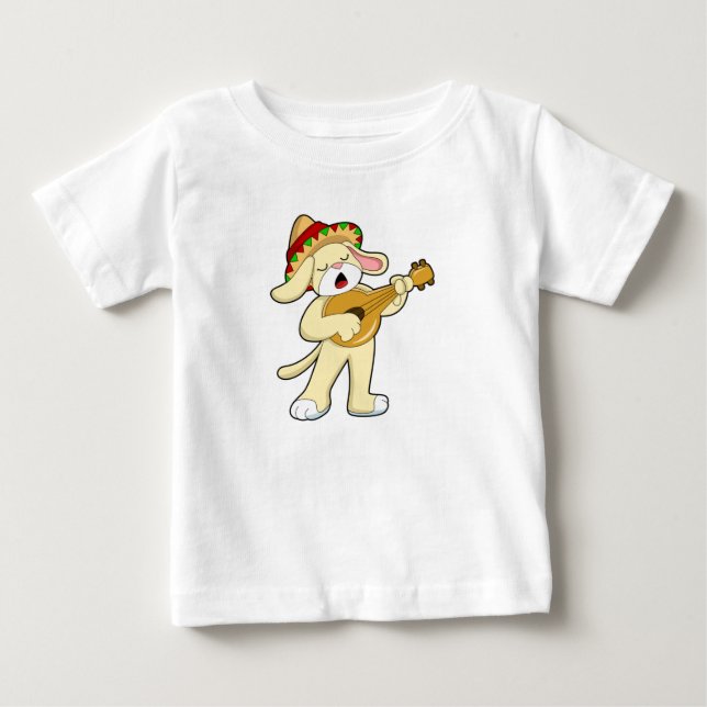 T-shirt Pour Bébé Chien à la musique avec guitare (Devant)
