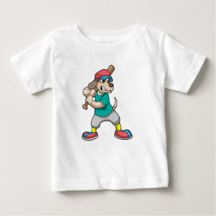 T-shirt Pour Bébé Chien au baseball avec batte de baseball
