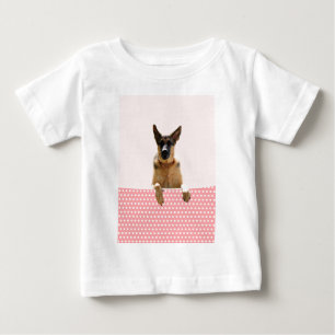 T-shirt Pour Bébé Chien berger allemand Pois roses