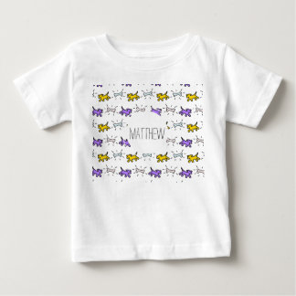 T-shirt Pour Bébé Chien Bone Graffiti Style Nom Choisir Couleur Bébé