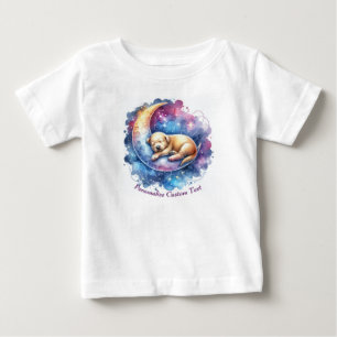 T-shirt Pour Bébé Chien chicot mignon dormant sur la demi-lune