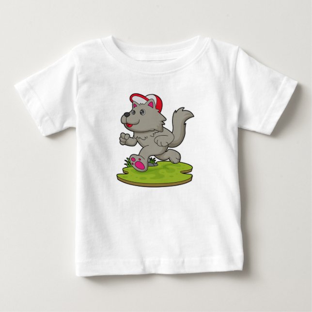 T-shirt Pour Bébé Chien comme coureur avec Casquette (Devant)