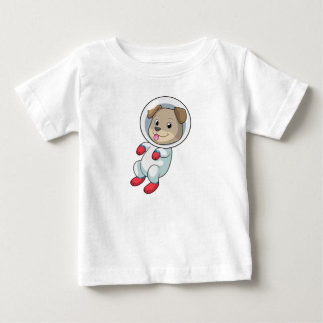 T-shirt Pour Bébé Chien dans l'espace en costume (Devant)
