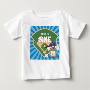 T-shirt Pour Bébé Chien de baseball mignon personnalisé 1er annivers