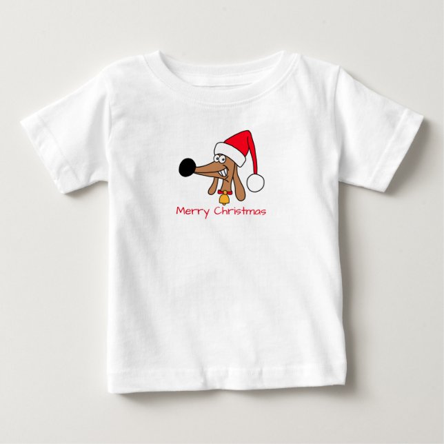 T-shirt Pour Bébé Chien de Noël Festif (Devant)