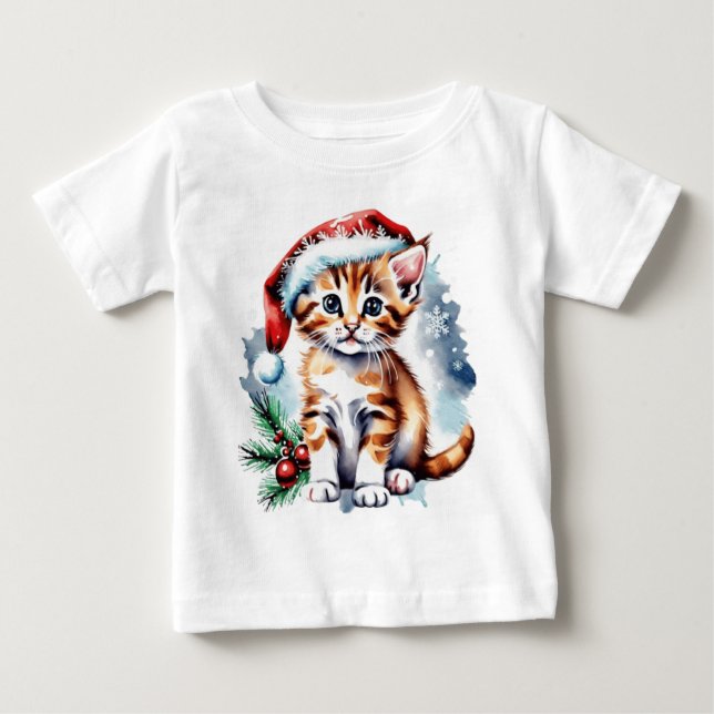 T-shirt Pour Bébé Chien de Noël mignon (Devant)