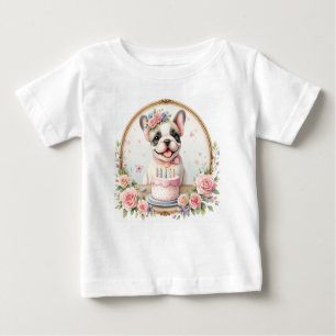 T-shirt Pour Bébé Chien de taureau français mignon Pastel - Annivers