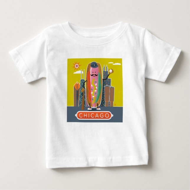 T-shirt Pour Bébé Chien d'hôte de style Chicago (Devant)
