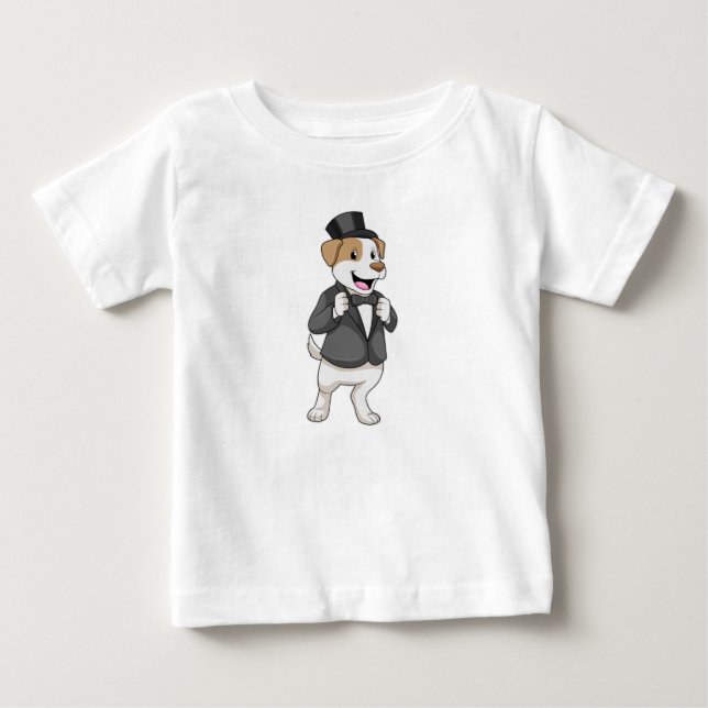 T-shirt Pour Bébé Chien en chambre avec ruban (Devant)