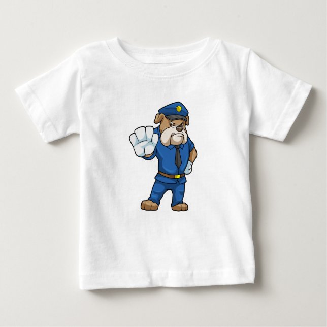 T-shirt Pour Bébé Chien en policier avec uniforme (Devant)