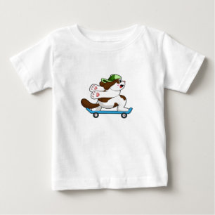 T-shirt Pour Bébé Chien en Skate avec Skateboard