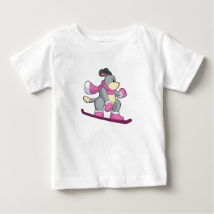 T-shirt Pour Bébé Chien en Snowboardeur avec Sonowboard