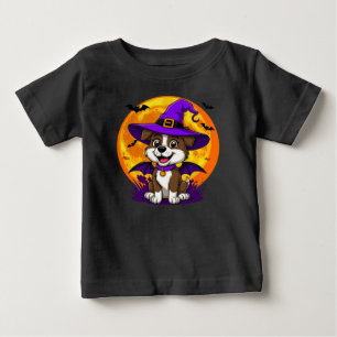 T-shirt Pour Bébé Chien joyeux déguisé en chapeau de sorcière