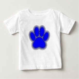 T-shirt Pour Bébé Chien Paw En Bleu Avec Contours