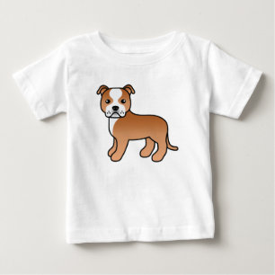 T-shirt Pour Bébé Chien Staffordshire Bull Terrier Rouge Et Blanc
