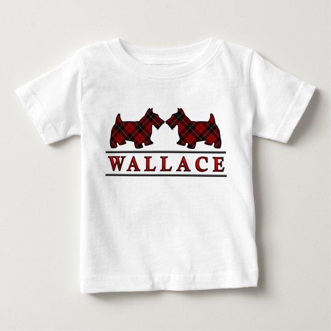 T-shirt Pour Bébé Chiens de Clan Wallace Tartan Scottie (Devant)