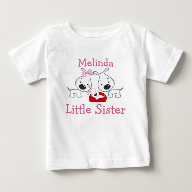 T-shirt Pour Bébé Chiens personnalisés Petite Soeur (Devant)