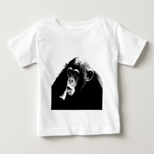 T-shirt Pour Bébé Chimpanzé noir blanc (Devant)