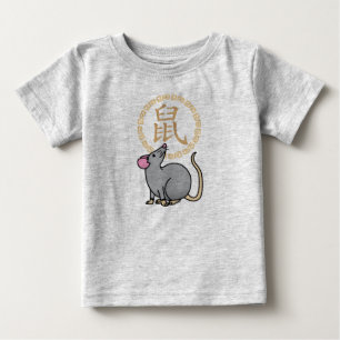 T-shirt Pour Bébé Chinois lunaire de souris rat de Nouvel An argent 