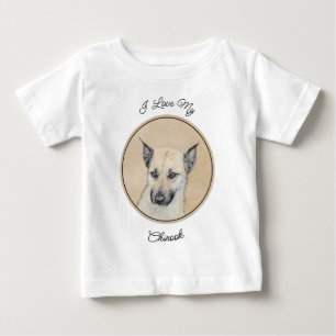 T-shirt Pour Bébé Chinook (Oreilles Pointées) Peinture - Art Chien o