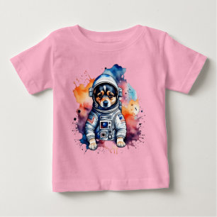 T-shirt Pour Bébé chiot astronaute chien de l'espace mignon