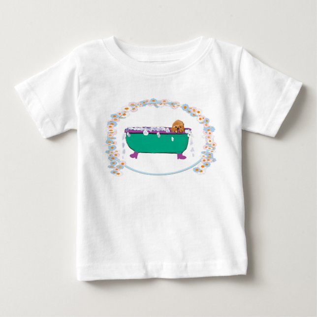 T-shirt Pour Bébé Chiot Dans La Baignoire (Devant)