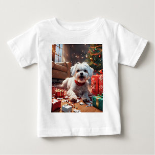 T-shirt Pour Bébé Chiot de Noël coquin, mignon, Drôle, Drôle, Dessin