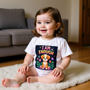 T-shirt Pour Bébé Chiot mignon dans un jardin