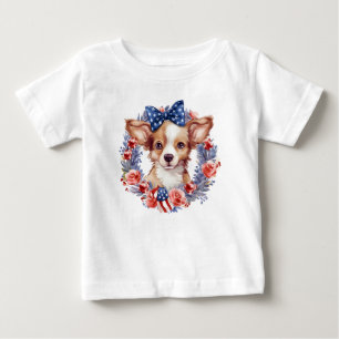 T-shirt Pour Bébé Chiot patriotique 4 juillet fête de l'indépendance